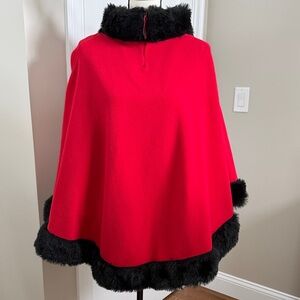 Red Cape with Black Fur Trim